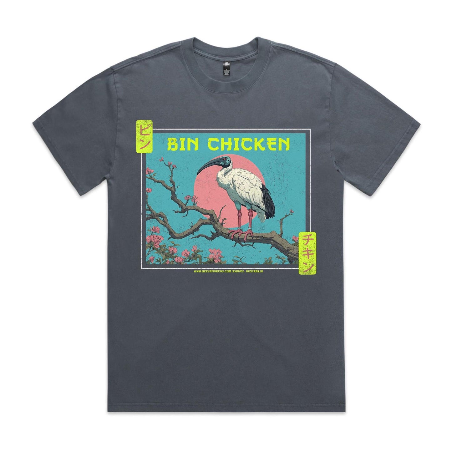 Bin Chicken T-Shirt: "Manga Mecha" Heavy Faded | Ozzy Anarchy